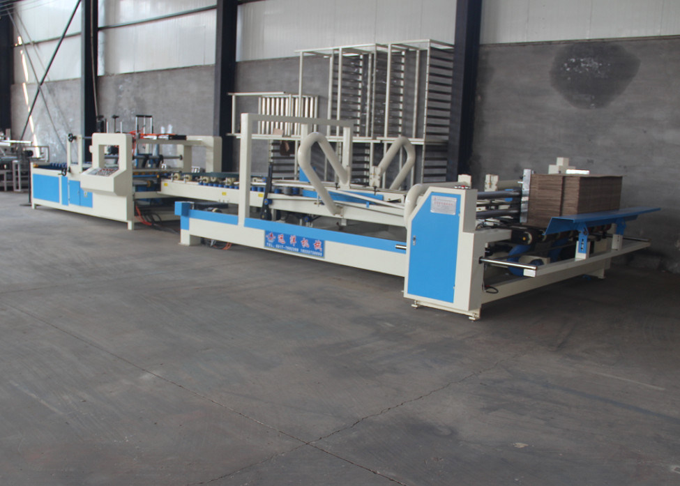 Corrugated Paper Carton Box Folding and Gluing Packing Machine